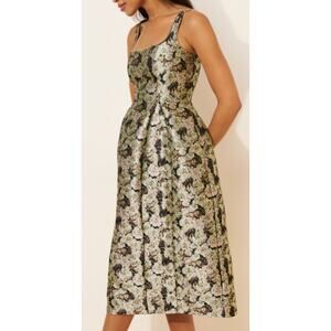 Anthropologie Maeve Sleeveless Fit Flare Midi Dress Square Neck Cocktail Holiday